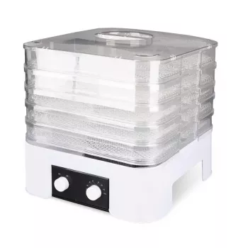 MEO MR-768 MAESTRO Desidratador de Frutas e Legumes, 520 W, 5 Níveis, Temperatura Ajustável 35-70°C, Temporizador até 48h, Branco & Transparente