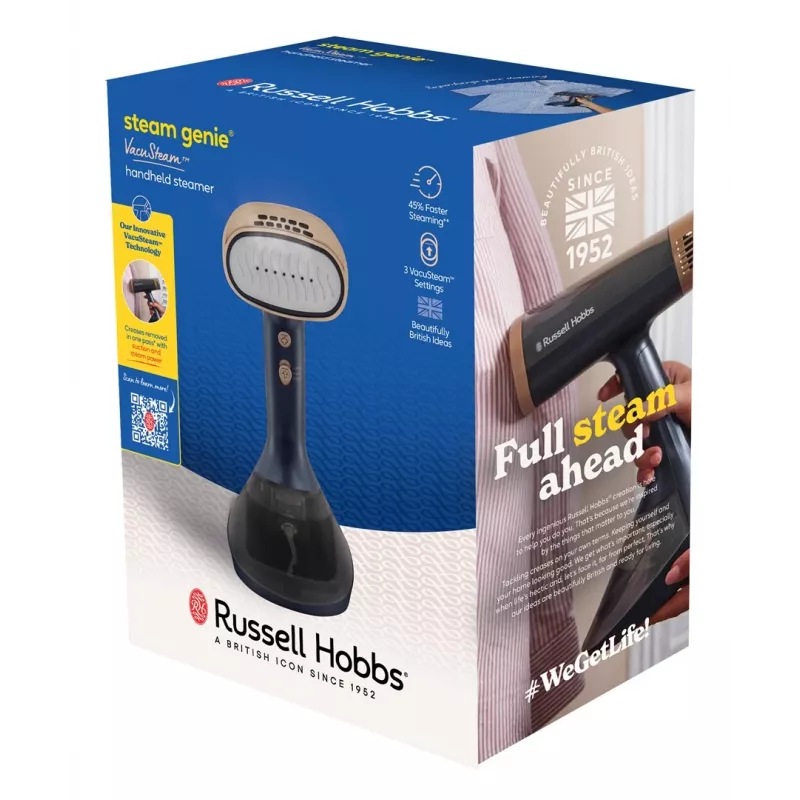 Russell Hobbs Steam Genie VacuSteam Vaporizador de Mão 28550-56 – 1800 W, 200 ml, Branco/Azul