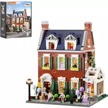 Lumibricks Redbrick Row House Conjunto de Construção LED - Modelo Arquitetónico de 850 Peças com Iluminação Branca Quente Integrada, Alimentado por USB, para Crianças a partir de 8 Anos