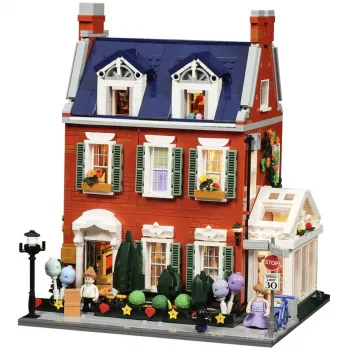 Lumibricks Redbrick Row House Conjunto de Construção LED - Modelo Arquitetónico de 850 Peças com Iluminação Branca Quente Integrada, Alimentado por USB, para Crianças a partir de 8 Anos
