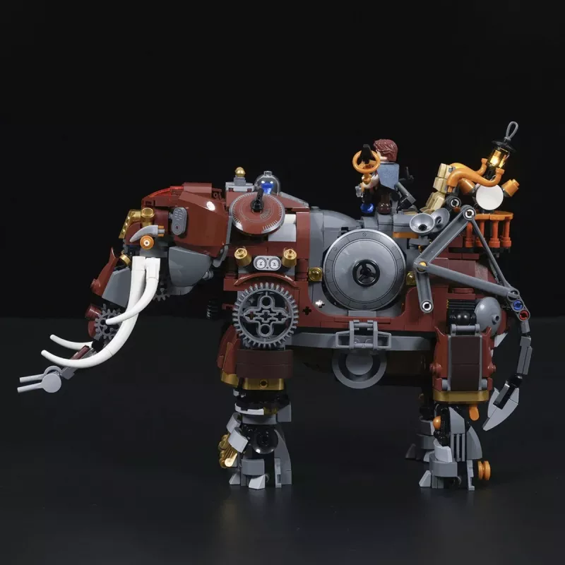 Lumibricks Steamphant Elefante Steampunk Blocos de Construção LED 800 Peças Modelo de Exposição Alimentado por USB