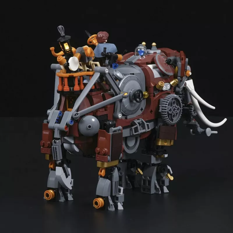 Lumibricks Steamphant Elefante Steampunk Blocos de Construção LED 800 Peças Modelo de Exposição Alimentado por USB