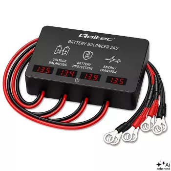 Balanceador de baterias Qoltec 48V para 4 baterias de 12V | 10A | AGM GEL LiFePO4 | LED