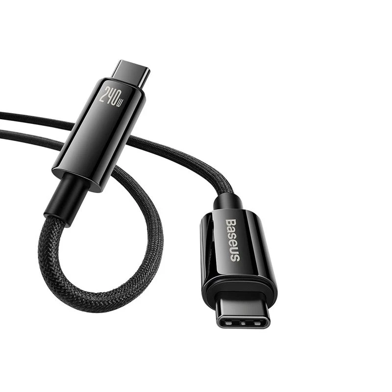 Cabo de carregamento rápido Baseus Tungsten Gold USB-C para USB-C 240W 1m preto