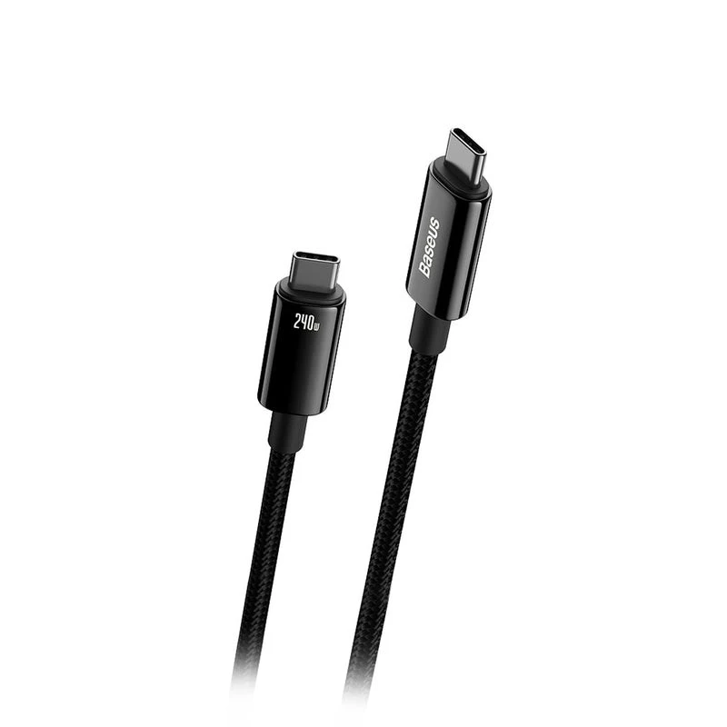 Cabo de carregamento rápido Baseus Tungsten Gold USB-C para USB-C 240W 1m preto