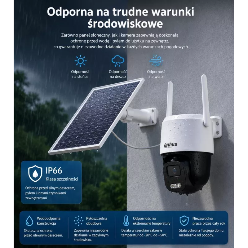 Câmara de segurança rotativa e inclinável DAHUA BP5E 5MP alimentada por energia solar 4G LTE com visão noturna a cores
