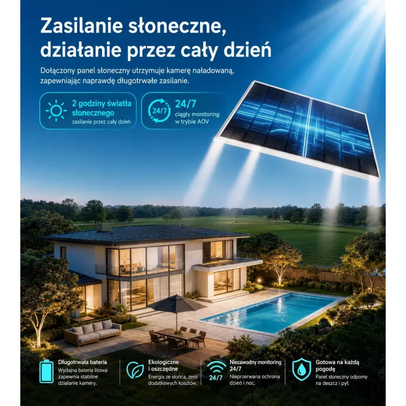 Câmara de segurança rotativa e inclinável DAHUA BP5E 5MP alimentada por energia solar 4G LTE com visão noturna a cores