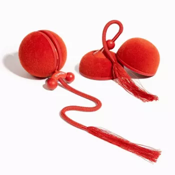 Brinquedo inteligente interativo para animais de estimação Cheerble WICKED BALL DUO2-VINTAGE RED, 2 bolas, carregamento USB-C, resistente a salpicos IP65, 3 modos de jogo, para gatos e cães pequenos