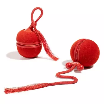 Brinquedo inteligente interativo para animais de estimação Cheerble WICKED BALL DUO2-VINTAGE RED, 2 bolas, carregamento USB-C, resistente a salpicos IP65, 3 modos de jogo, para gatos e cães pequenos