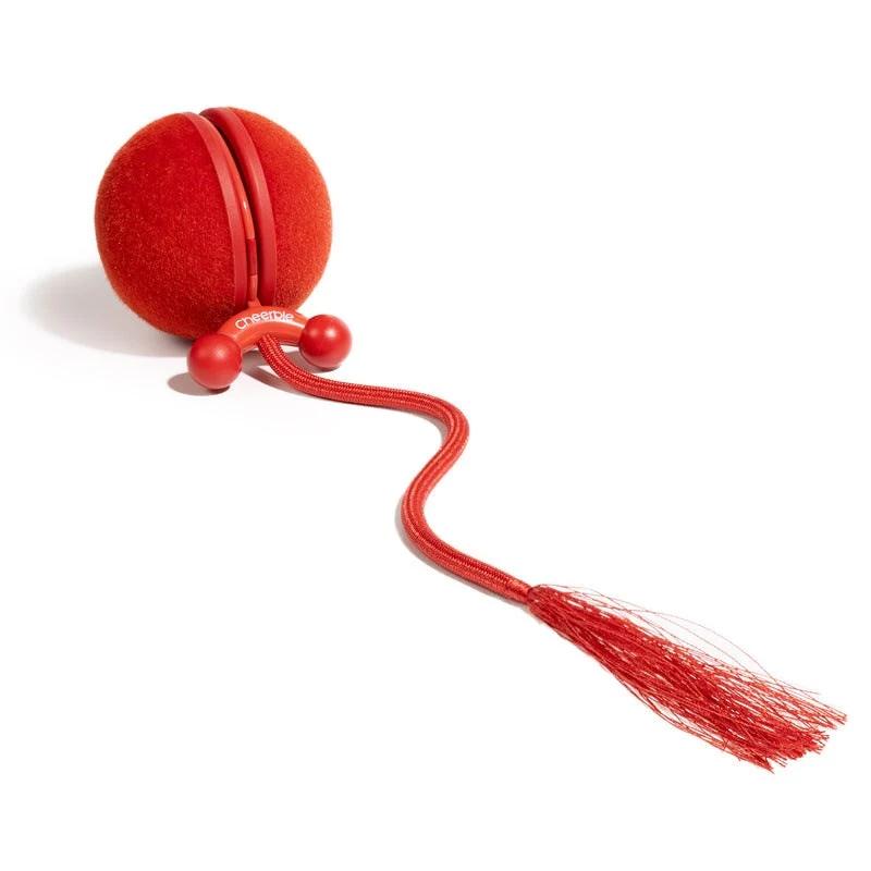 Brinquedo inteligente interativo para animais de estimação Cheerble WICKED BALL DUO2-VINTAGE RED, 2 bolas, carregamento USB-C, resistente a salpicos IP65, 3 modos de jogo, para gatos e cães pequenos