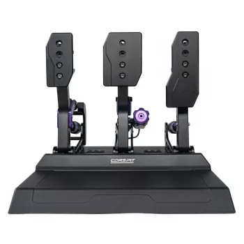 Conjunto de 3 pedais Conspit CPP-Lite com travão Load-Cell, acelerador e embraiagem de efeito Hall, alumínio CNC, USB, PC
