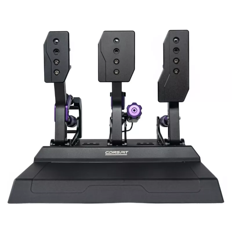 Conjunto de 3 pedais Conspit CPP-Lite com travão Load-Cell, acelerador e embraiagem de efeito Hall, alumínio CNC, USB, PC