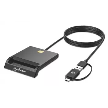 Leitor de cartões inteligentes Manhattan USB-C & USB-A Combo, Preto