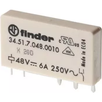 Finder 34.51.7.024.0010 Relé miniatura para PCB 24 V DC 6 A 1 CO SPDT
