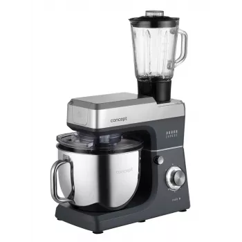 Robot de cozinha planetária CONCEPT RM6000 1900W Taça de aço inoxidável 6,5L, 8 velocidades + Pulse, Prateado/Preto