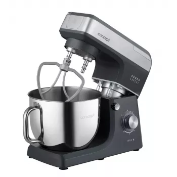 Robot de cozinha planetária CONCEPT RM6000 1900W Taça de aço inoxidável 6,5L, 8 velocidades + Pulse, Prateado/Preto