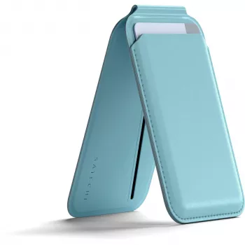 Carteira magnética com suporte Satechi para MagSafe - azul-claro