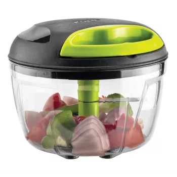 KHE KOHE Picador de legumes 600 ml com corda, 3 lâminas de aço inoxidável, Verde e Preto