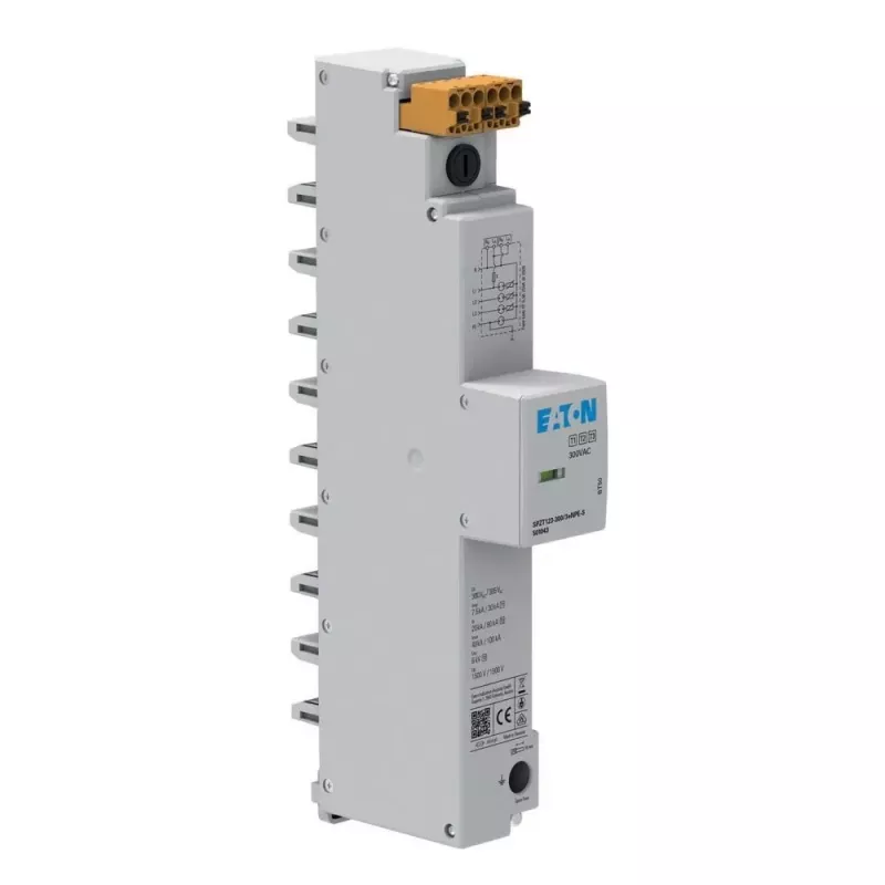 Eaton SPZT123-300/3+NPE-S Tipo 2 Descargador de sobretensão para barramento de 40mm, 3+NPE, 300V, 20kA/40kA