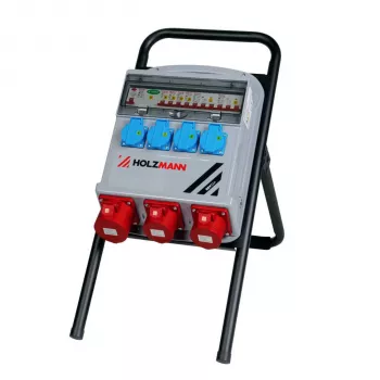 Holzmann SSV32A 32A 400V CEE Distribuidor de corrente estacionário com interruptor diferencial e 7 tomadas