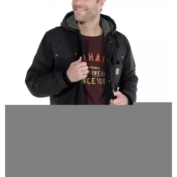 Casaco Sandstone Barlett para homem Carhartt, casaco de trabalho com forro Sherpa e capuz, tratamento DWR, costas Bi-Swing, costuras triplas, castanho Carhartt