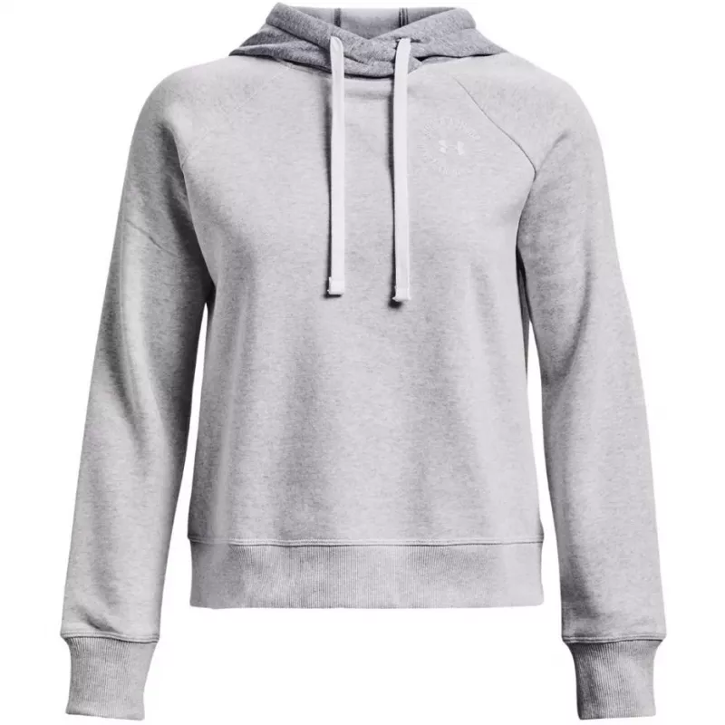 Hoodie Under Armour Rival Fleece Colourblock para mulher Mod Gray/branco