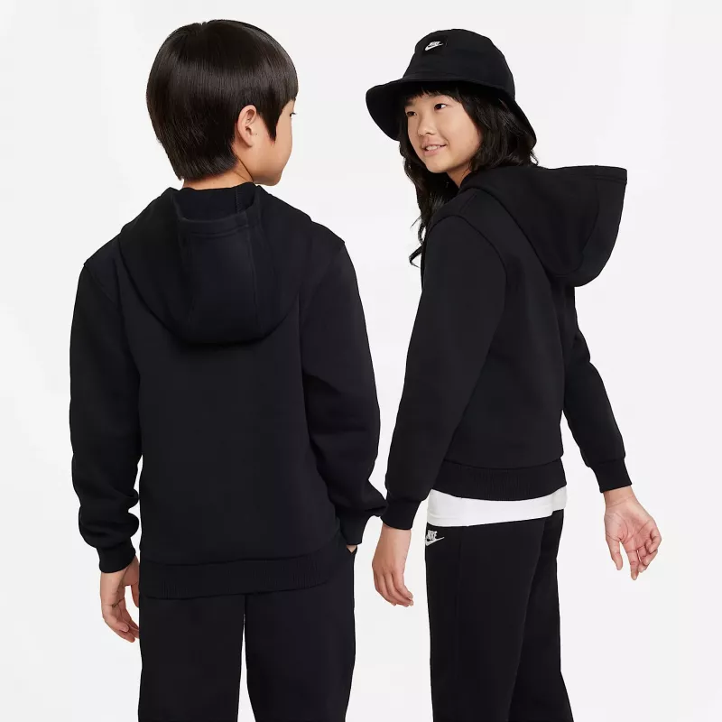 Nike Sportswear Club Fleece sweatshirt com capuz e fecho completo para criança preto FD3000 010 M