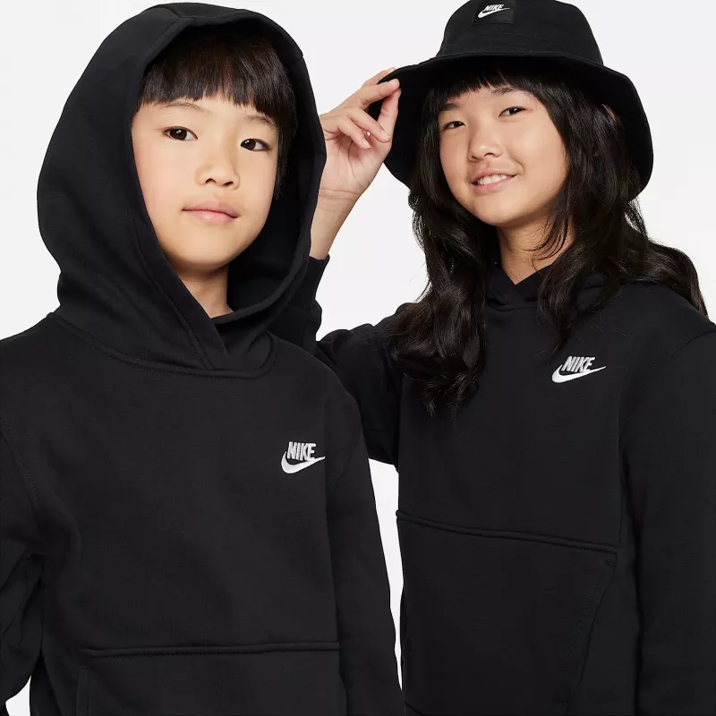 Nike Sportswear Club Fleece sweatshirt com capuz e fecho completo para criança preto FD3000 010 M