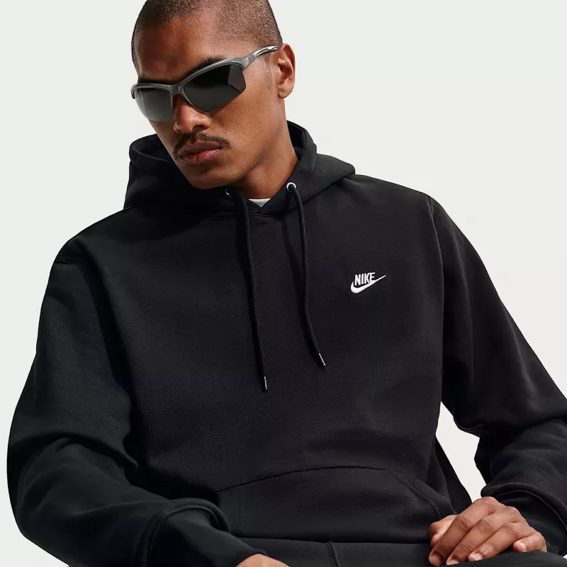 Nike Club Fleece sweatshirt com capuz homem preto FN3859 010 tamanho S