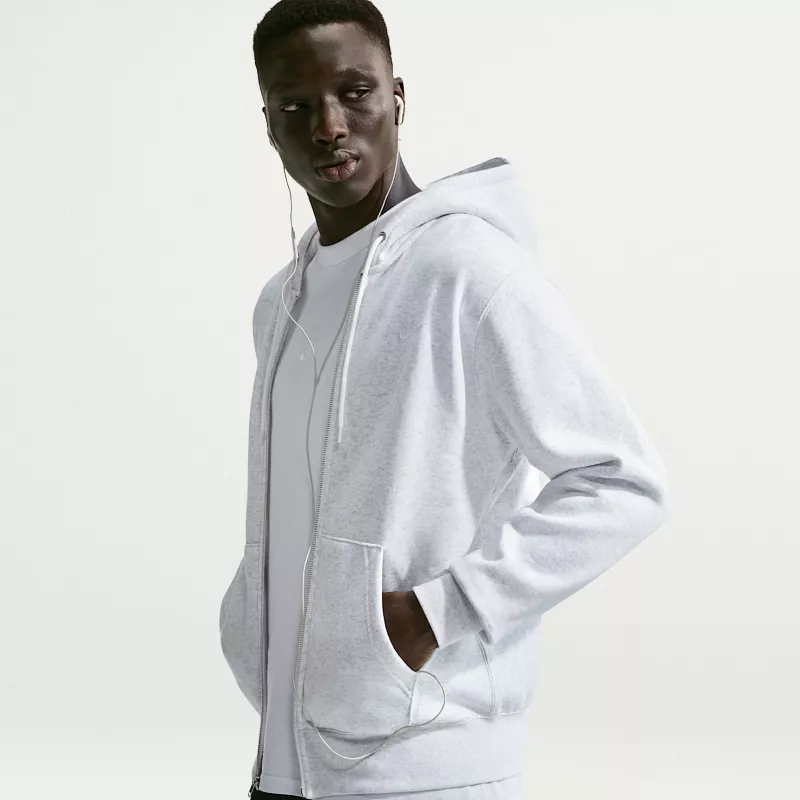 Nike Club BB sweatshirt com capuz e fecho completo homem cinzento FN3861 051 M