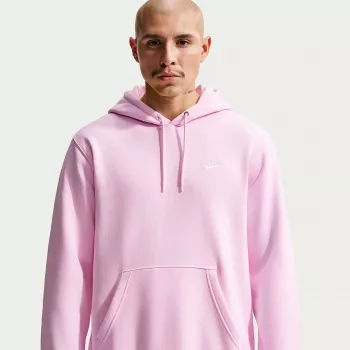 Sweatshirt com capuz Nike Club Fleece para homem Rosa claro FN3859-663 tamanho L