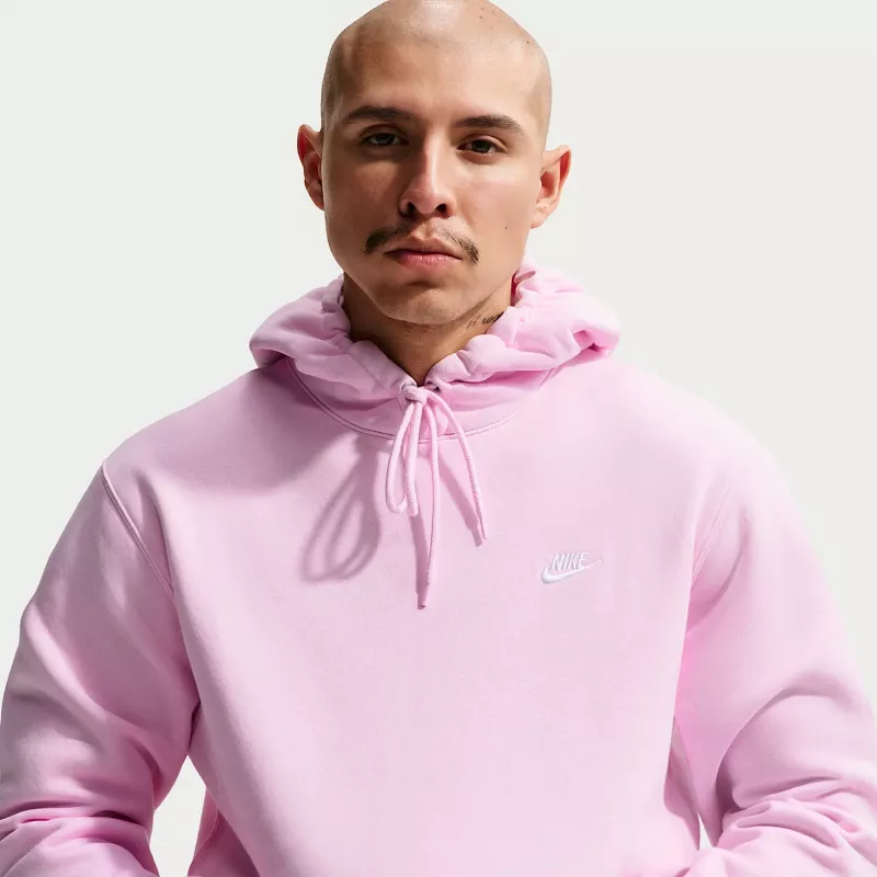 Sweatshirt com capuz Nike Club Fleece para homem Rosa claro FN3859-663 tamanho L