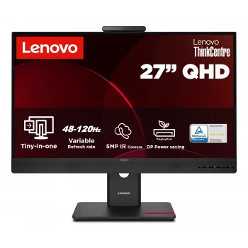 Lenovo ThinkCentre Tiny-in-One 27 Gen6 monitor 27 polegadas UHD IPS com webcam integrada, altifalantes e hub USB