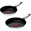 Conjunto de frigideiras em aço inoxidável Tefal Emotion, 2 peças, 24/28 cm