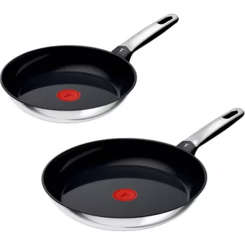 Conjunto de frigideiras Tefal Emotion em aço inoxidável, 2 peças, 24/28 cm