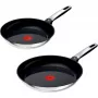 Conjunto de frigideiras em aço inoxidável Tefal Emotion, 2 peças, 24/28 cm