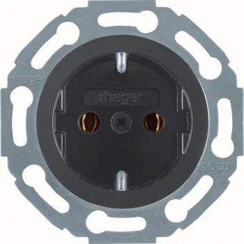 Hager WTS1100BG Witty tomada SCHUKO com terminais de encaixe, moldura de vidro, preto brilhante