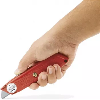STANLEY BLACK&DECKER 99E x-ato de segurança retrátil com bloqueio de parafuso, punho em liga de zinco fundido, 5 posições de lâmina, armazenamento interno para 3 lâminas, cinzento metálico