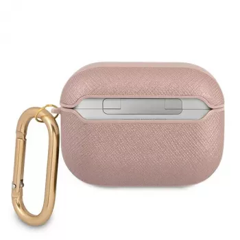 GUESS GUAPSASMP Capa AirPods Pro Saffiano Script Metal Collection Rosa