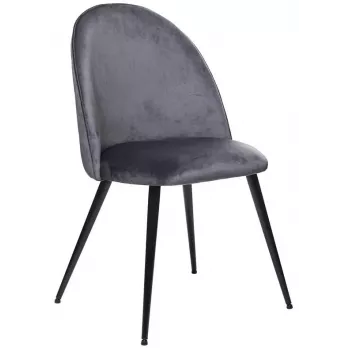 Cadeira de Sala de Jantar em Tecido Cinzento Slano com Estrutura Metálica