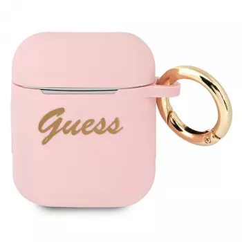 GUESS GUA2SSSI Capa AirPods 1/2 Rosa Silicone Vintage Script