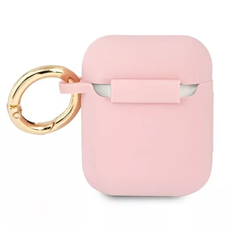 GUESS GUA2SSSI Capa AirPods 1/2 Rosa Silicone Vintage Script