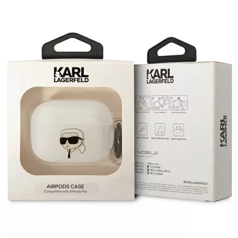 Karl Lagerfeld Capa AirPods Pro Transparente com Silhueta de Cabeça Karl