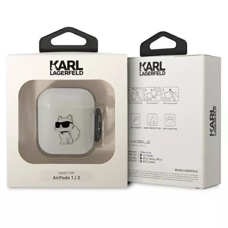 Karl Lagerfeld KLA2HNCHTCT Capa AirPods 1/2 Transparente Ikonik Choupette