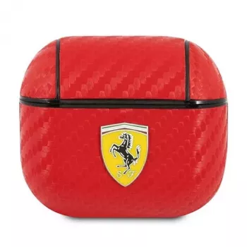 Ferrari FESA3CARE On Track Capa AirPods 3 Vermelha PU Carbono