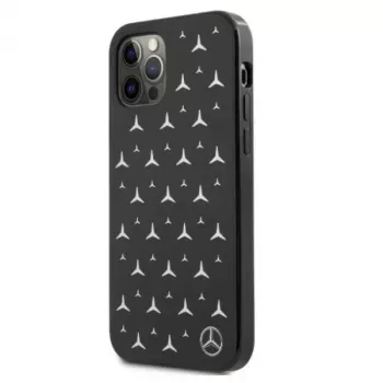 Mercedes-Benz iPhone 12 Pro Max Capa Rígida Padrão de Estrelas Prateadas Preto