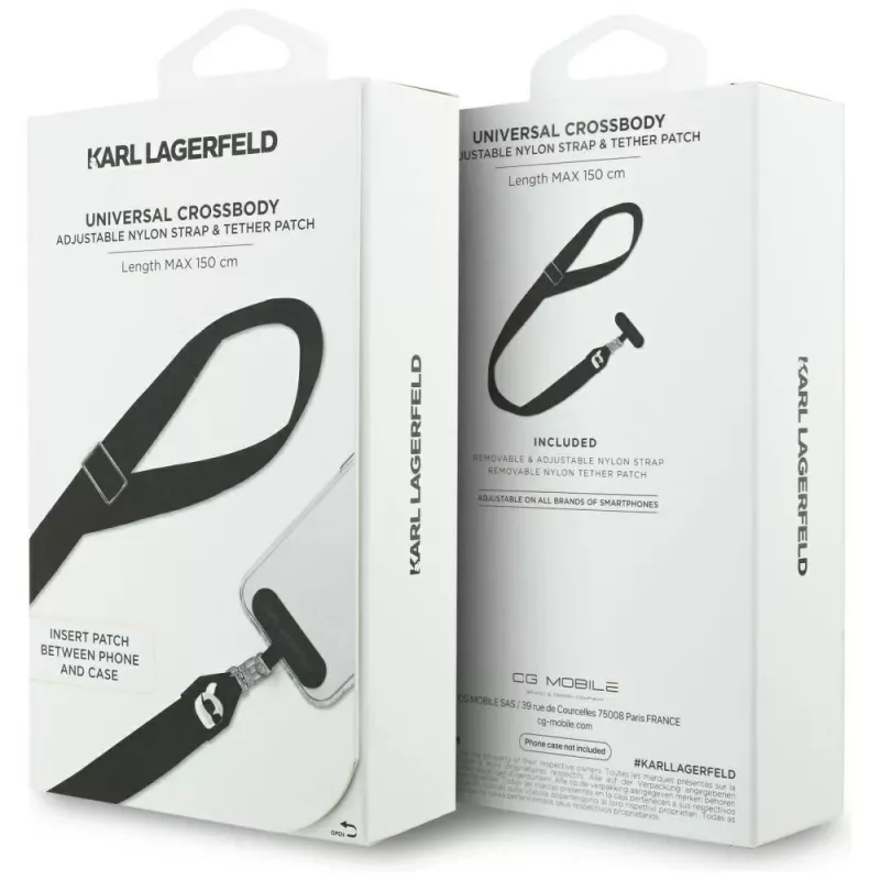Karl Lagerfeld Universal Strap Tether Patch Karl Metal Logo Preto