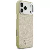 GUESS Glitter Triangle Logo Capa MagSafe para iPhone 17 Pro Max - Dourado