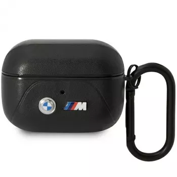 Capa de pele BMW AirPods Pro com design de linhas curvas - preto