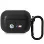 Capa de pele BMW AirPods Pro com design de linhas curvas - preto